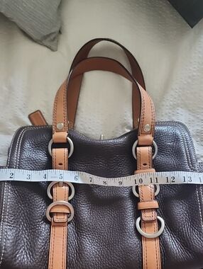 Coach Brown Pebbled Leather Bag with Tan Leather Tag